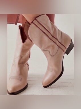 Free People Borderline Western Leather Boots Pink/Rose NIB 8.5 (38.5) ret $178